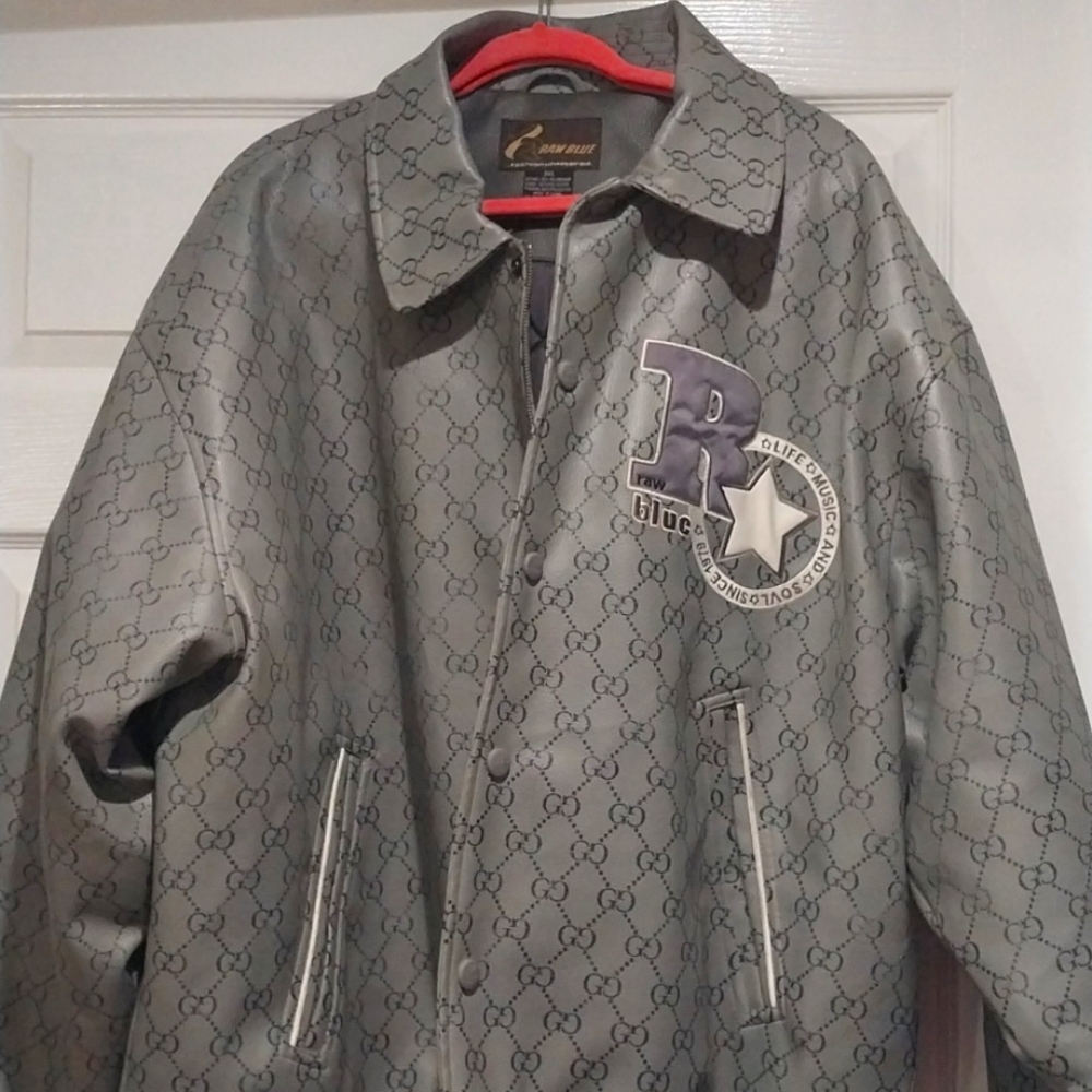 Raw Blue Faux Leather Jacket